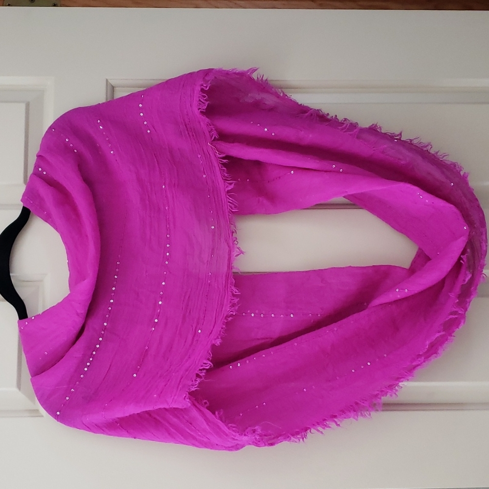 Plum purple infinity scarf with sequin accents